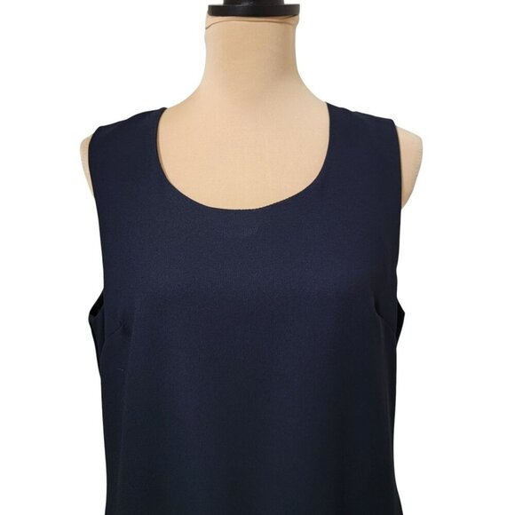 Vintage Nancy Michaels Size 12 Navy Blue Sleeveless Sheath Dress, Exc. Used Cond - Picture 2 of 11